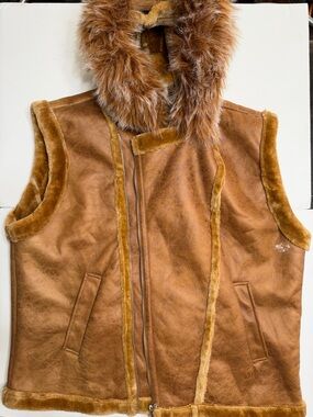 Robert Phillipe Plush Faux Shearling Vest in Caramel